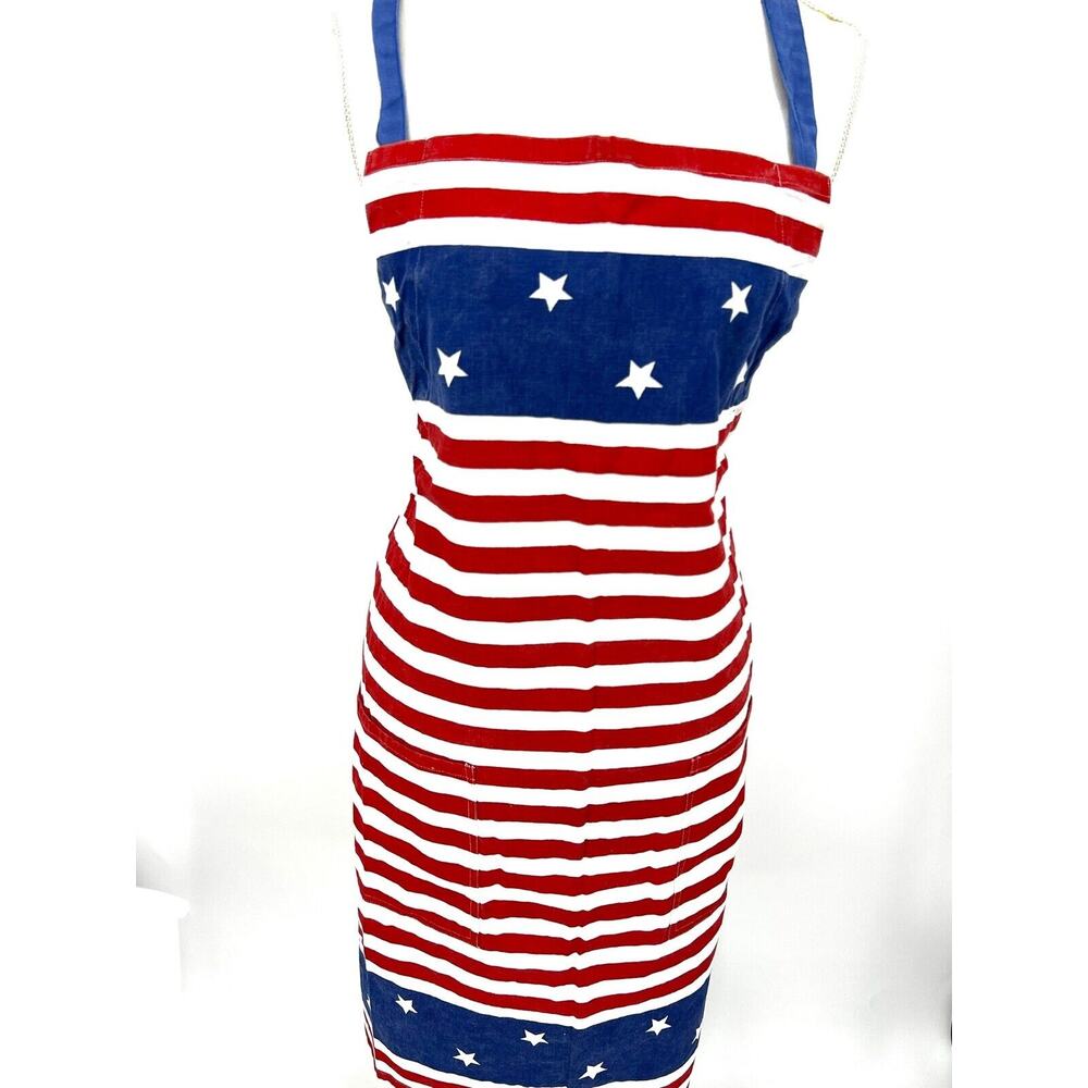 Vintage Kitchen Apron Patriotic Full Length Flag Print